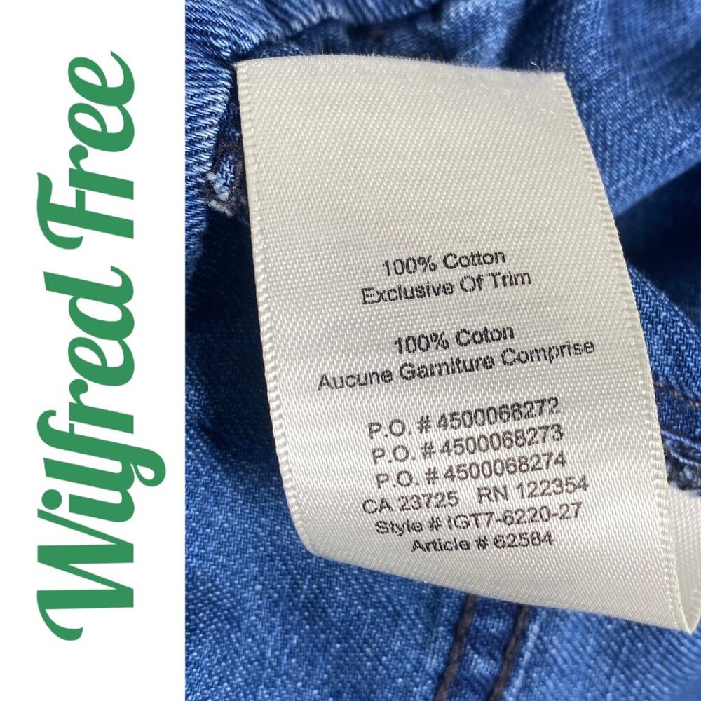WILFRED FREE VALLETTA RELAXED BLUE DENIM CROPPED OVERALLS DRAWSTRING WAIST LARGE - Picture 9 of 13